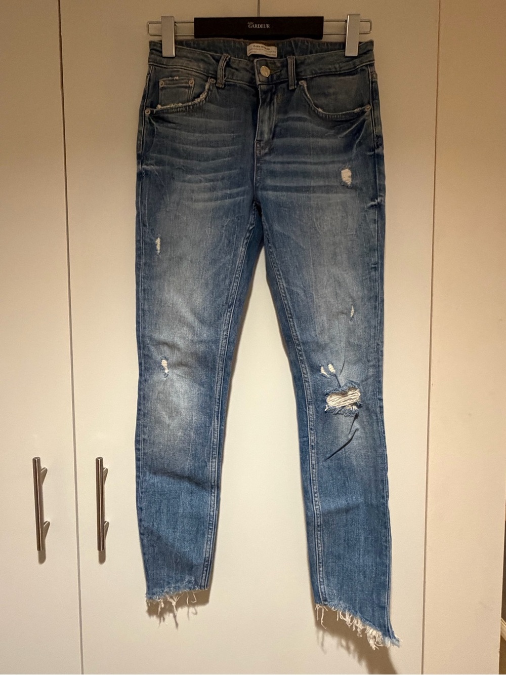 Zara Skinny Ripped Washed Blue Jeans